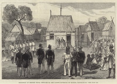 Ontvangst van Britse Marineofficieren door de Inheemse Gouverneur van Mohabo, Madagaskar door Sir John Charles Robinson